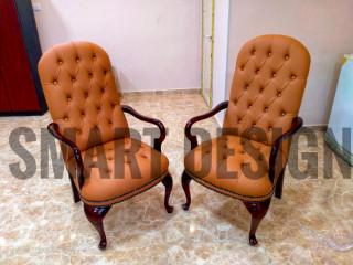 خليك مختلف مع 2 كرسي انتظار خشب زان أحمر مبطن كابوتينية و جلد مستورد بسعر المصنع